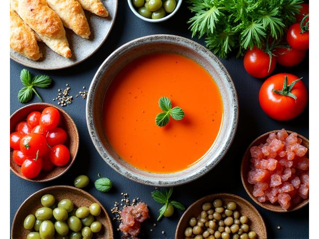 Tapas andaluzas y gazpacho tradicional